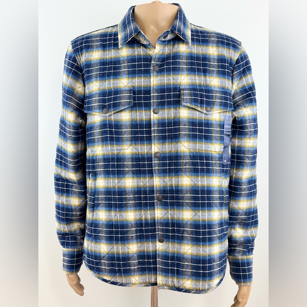 Lucky Brand Men’s Quilted Lined, Plaid Snap Button Jacket , Size Large